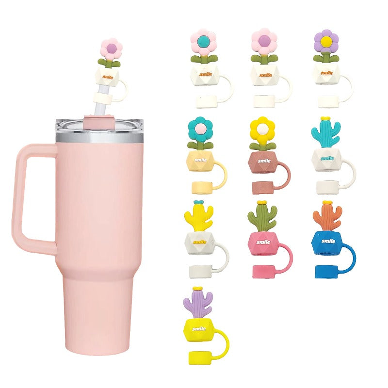 Wholesale 10pcs Begonia Dustproof 10mm Silicone Straw Cap